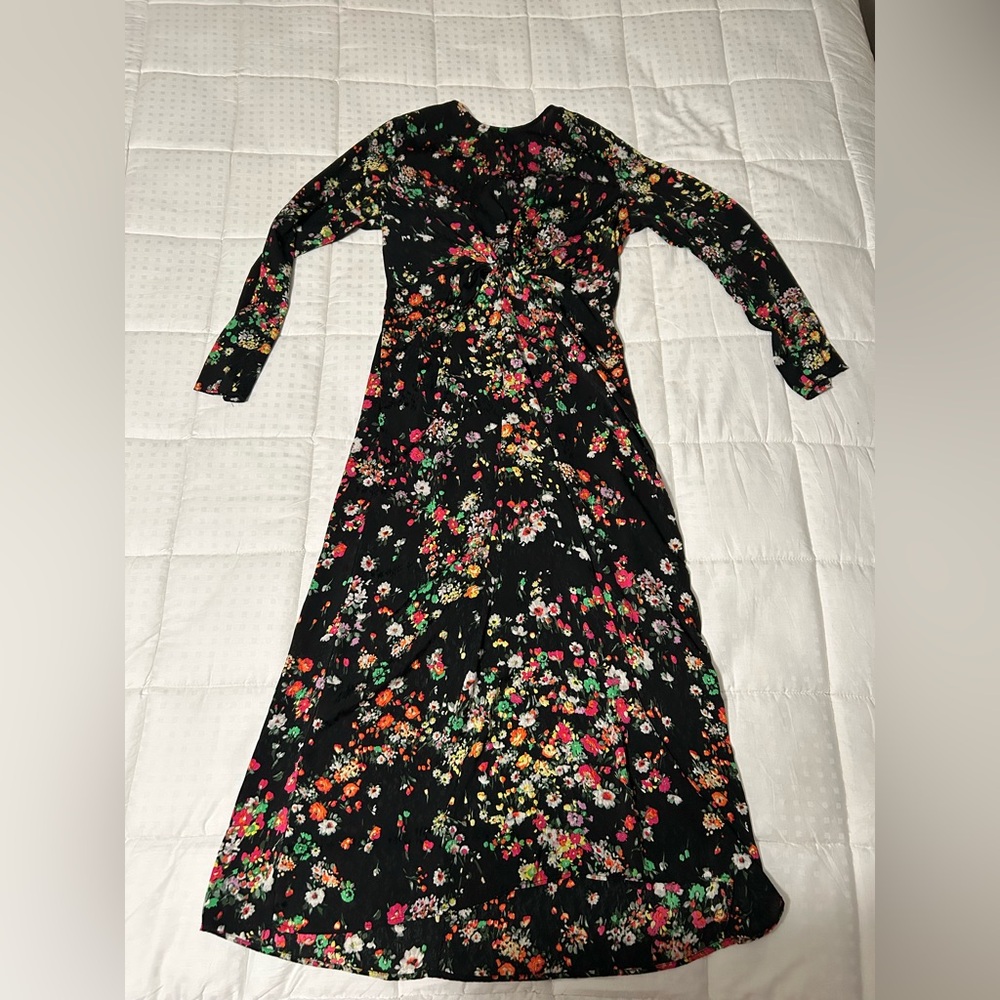 H&M Black Floral Long Sleeve Dress